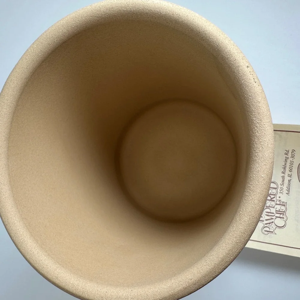 Vtg Pampered Chef Bread Crock Tan Unglazed Stoneware Baking Clay USA #253